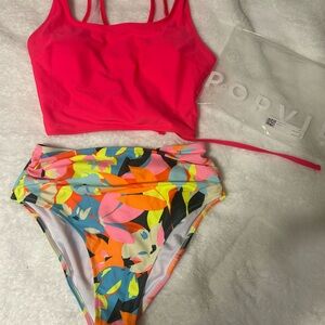 BRAND NEW! Never worn! Popvil Pink Bikini Top and Floral Bottom